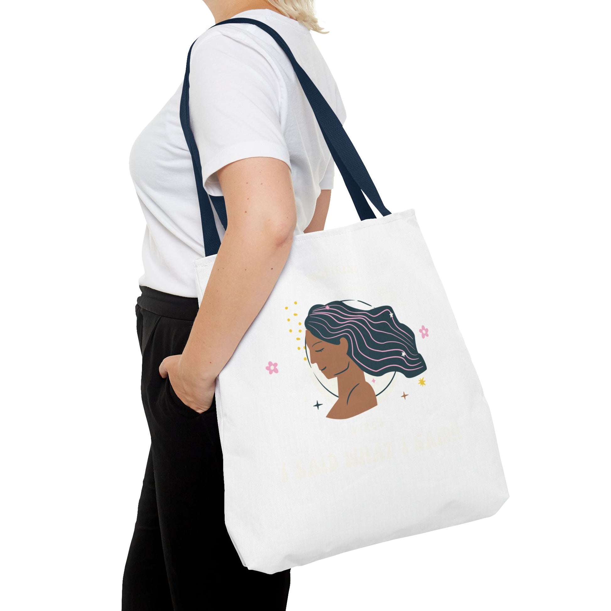 Elegant Hair-Flow Tote Bag, Reusable Shopping Tote, Gift for Her, Eco-Friendly Bag, Motivational Quote Bag, Fashion Accessories