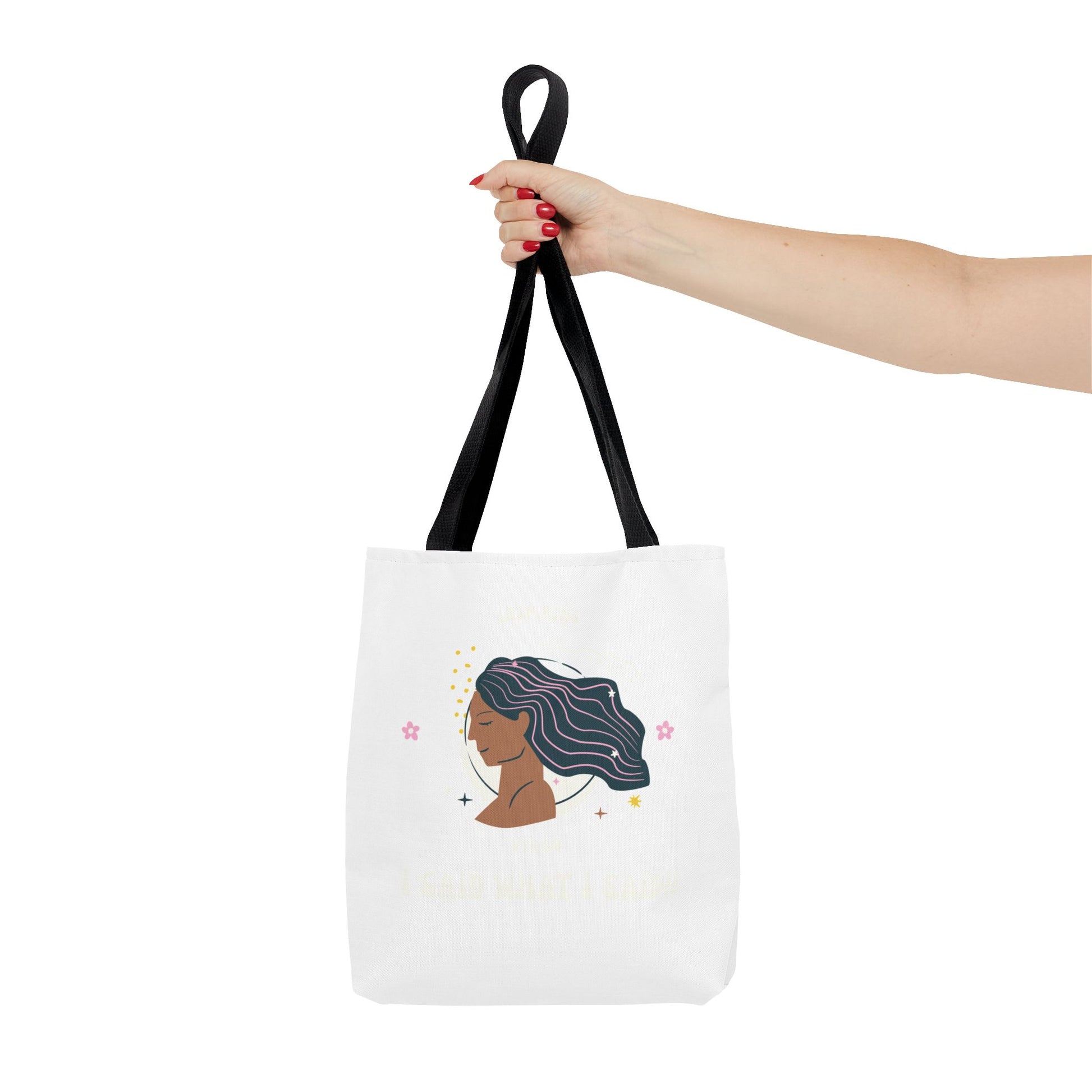 Elegant Hair-Flow Tote Bag, Reusable Shopping Tote, Gift for Her, Eco-Friendly Bag, Motivational Quote Bag, Fashion Accessories