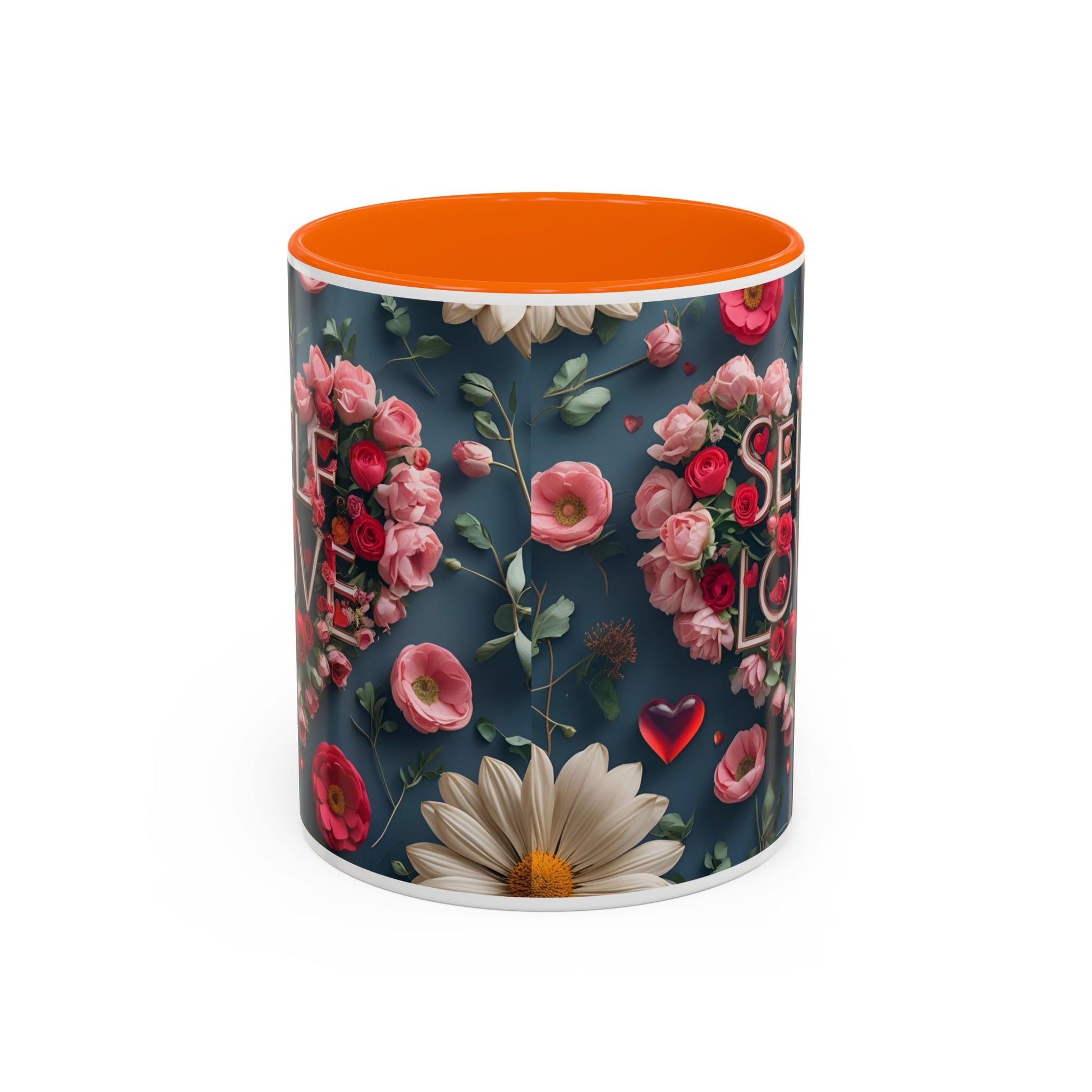 Floral Self-Love Coffee Mug, 11oz 15oz Mug, Gift for Her, Inspirational Drinkware, Self-Care Essentials