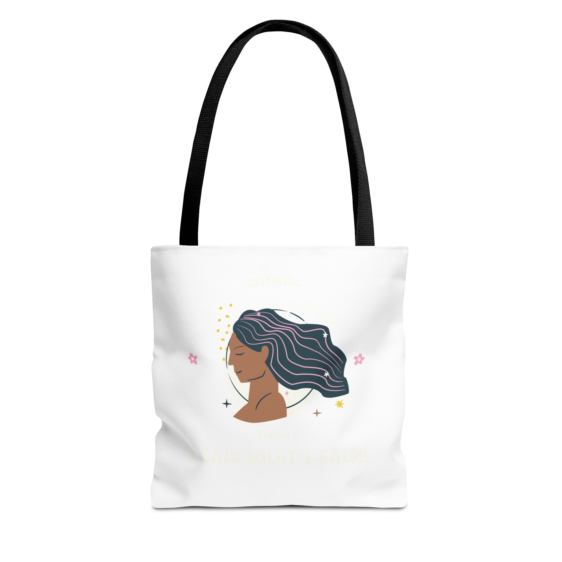 Elegant Hair-Flow Tote Bag, Reusable Shopping Tote, Gift for Her, Eco-Friendly Bag, Motivational Quote Bag, Fashion Accessories
