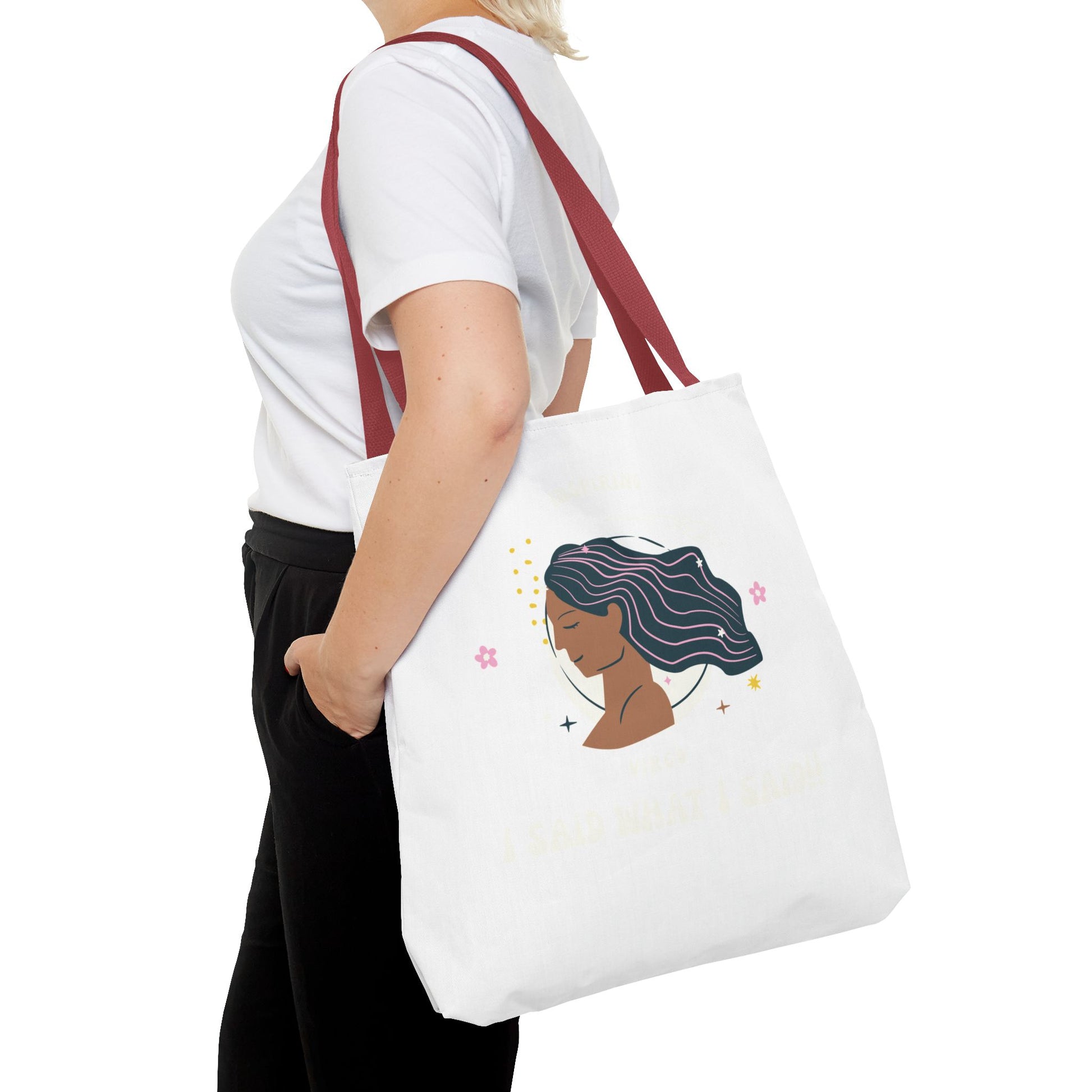 Elegant Hair-Flow Tote Bag, Reusable Shopping Tote, Gift for Her, Eco-Friendly Bag, Motivational Quote Bag, Fashion Accessories