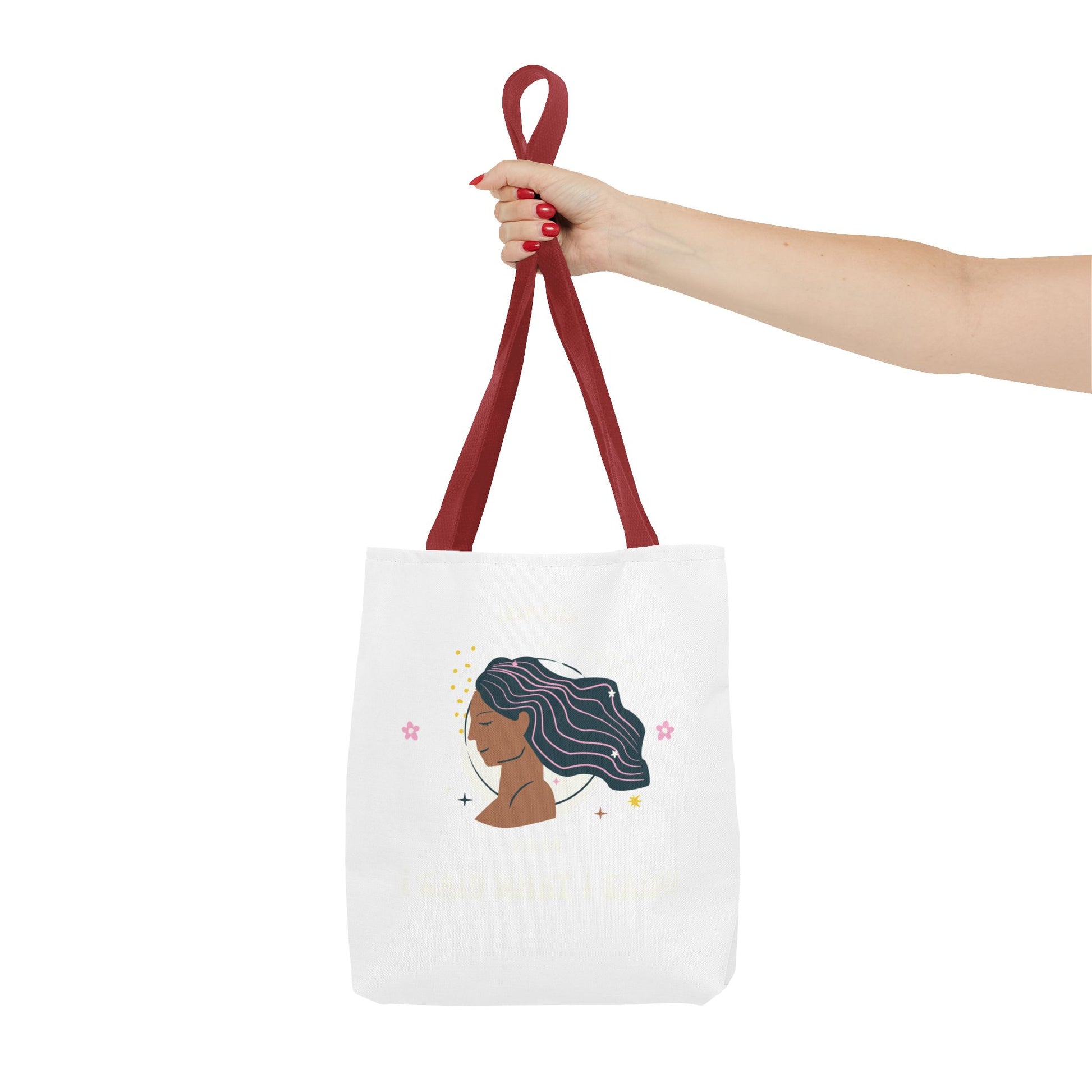 Elegant Hair-Flow Tote Bag, Reusable Shopping Tote, Gift for Her, Eco-Friendly Bag, Motivational Quote Bag, Fashion Accessories
