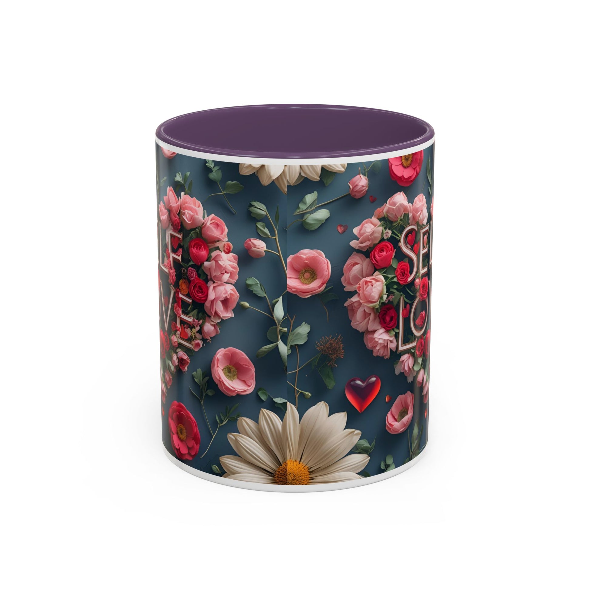 Floral Self-Love Coffee Mug, 11oz 15oz Mug, Gift for Her, Inspirational Drinkware, Self-Care Essentials