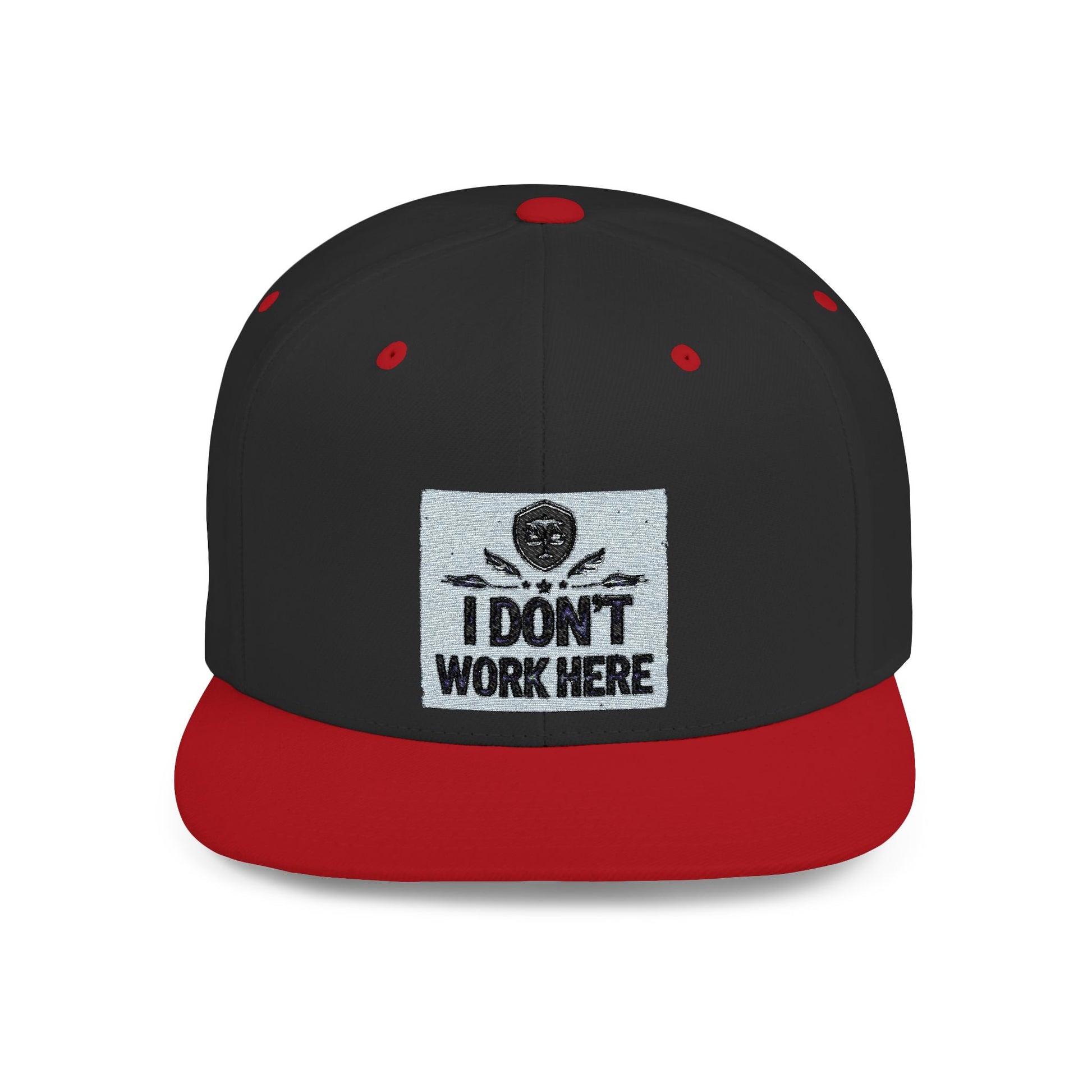I Don't Work Here Flat Bill Snapback, Funny Hat, Gift for Coworkers, Office Humor, Casual Wear, Adjustable Cap