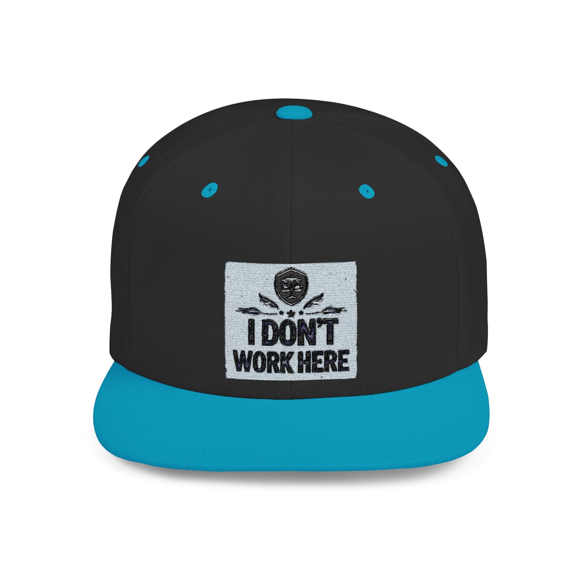 I Don't Work Here Flat Bill Snapback, Funny Hat, Gift for Coworkers, Office Humor, Casual Wear, Adjustable Cap