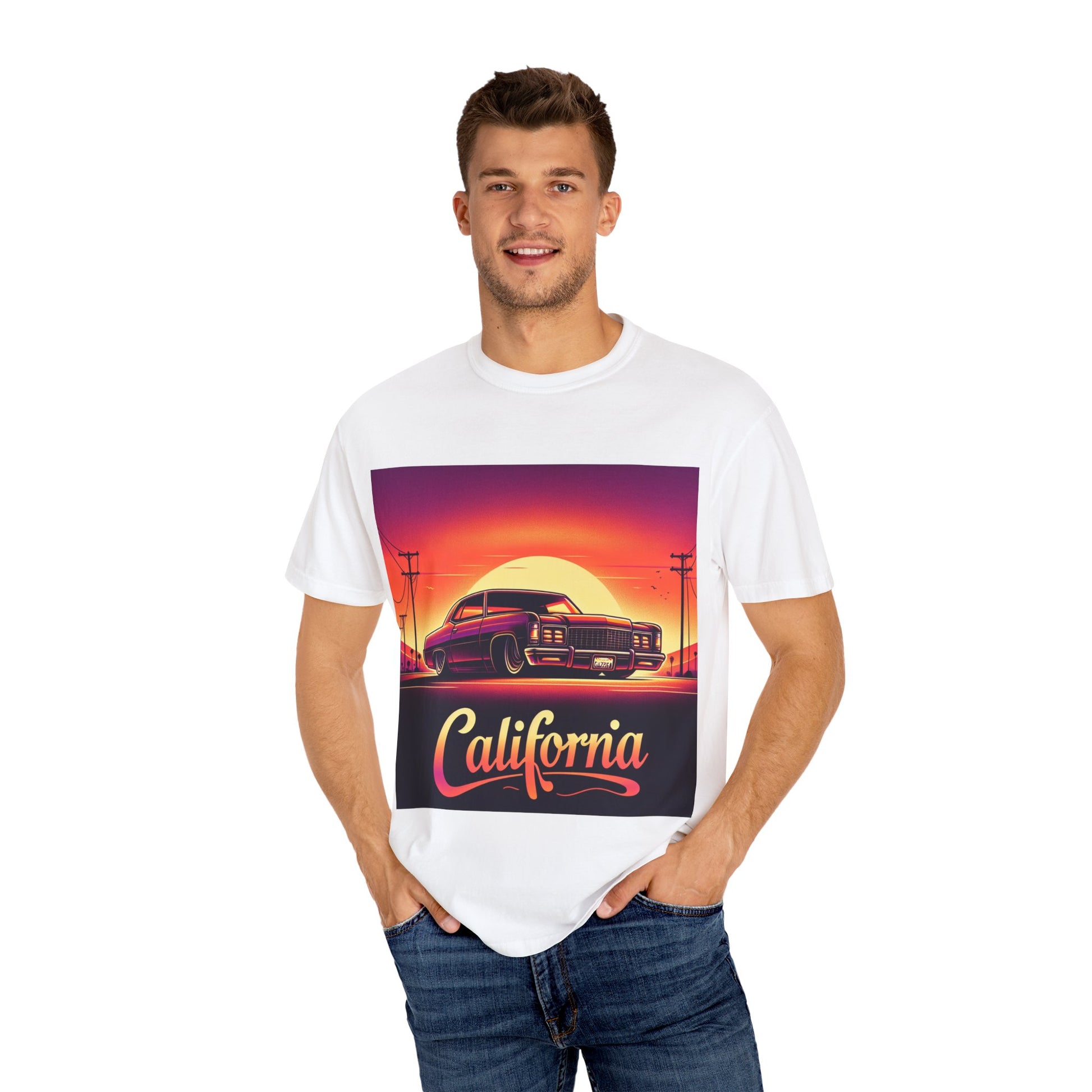 California Sunset Unisex T-Shirt, Vintage Car Tee, Retro Graphic Shirt, Gift for Car Lovers, Summer Vibes Apparel, Casual Wear