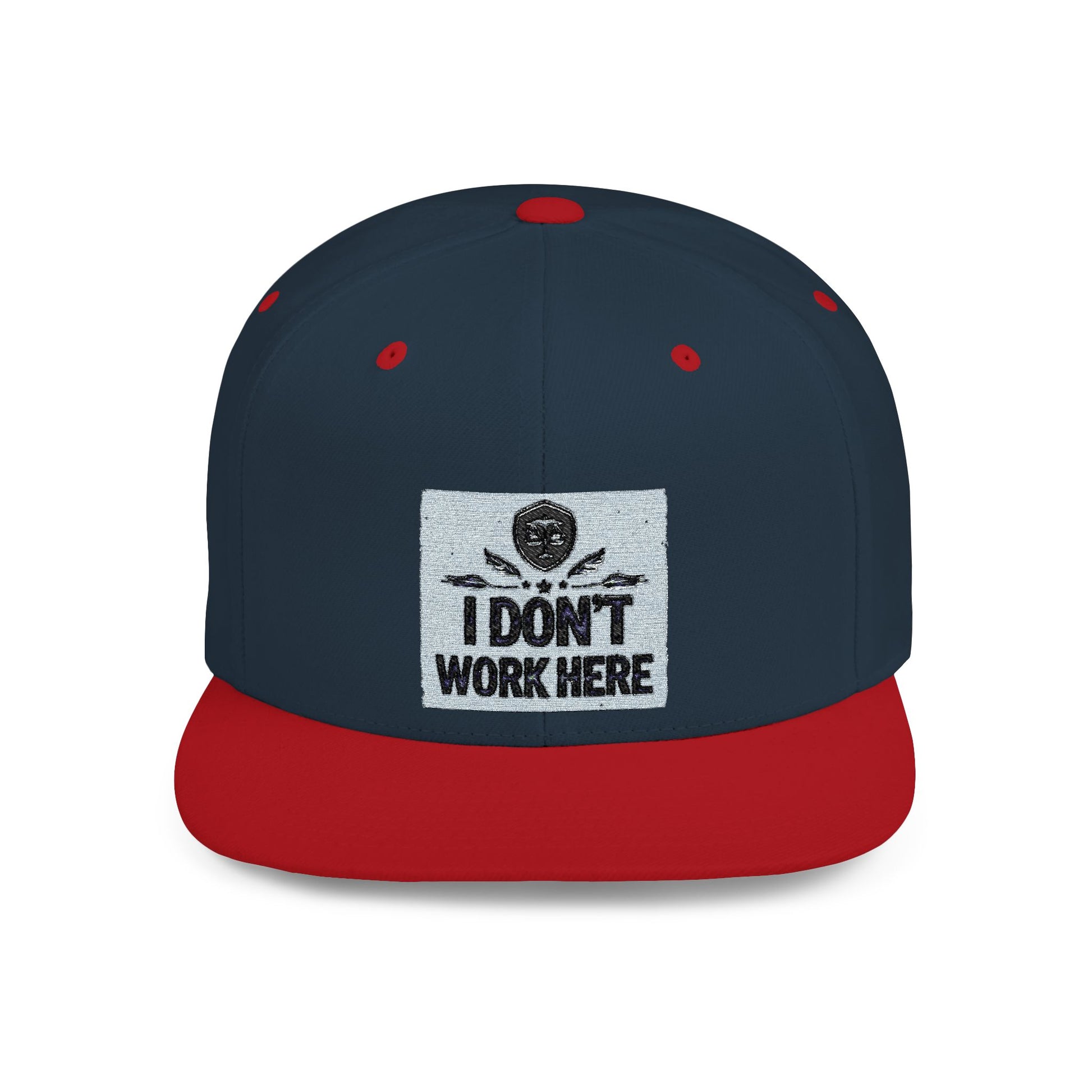I Don't Work Here Flat Bill Snapback, Funny Hat, Gift for Coworkers, Office Humor, Casual Wear, Adjustable Cap