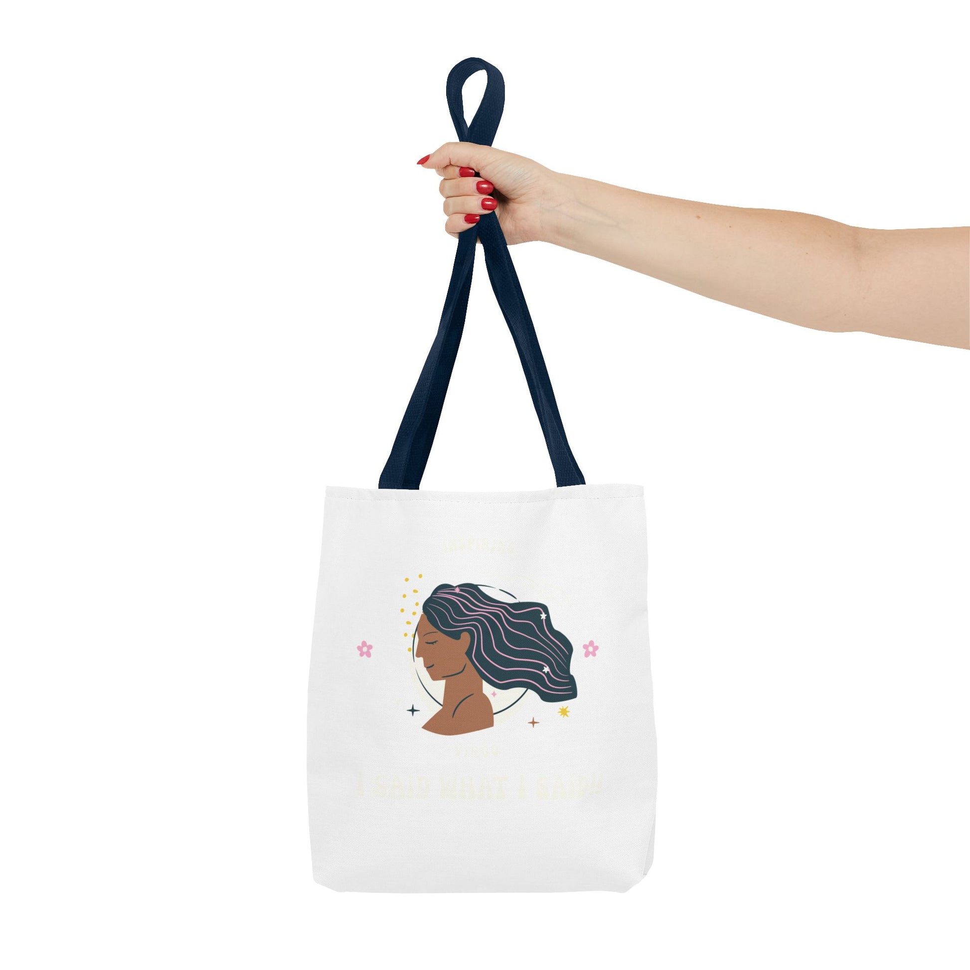 Elegant Hair-Flow Tote Bag, Reusable Shopping Tote, Gift for Her, Eco-Friendly Bag, Motivational Quote Bag, Fashion Accessories