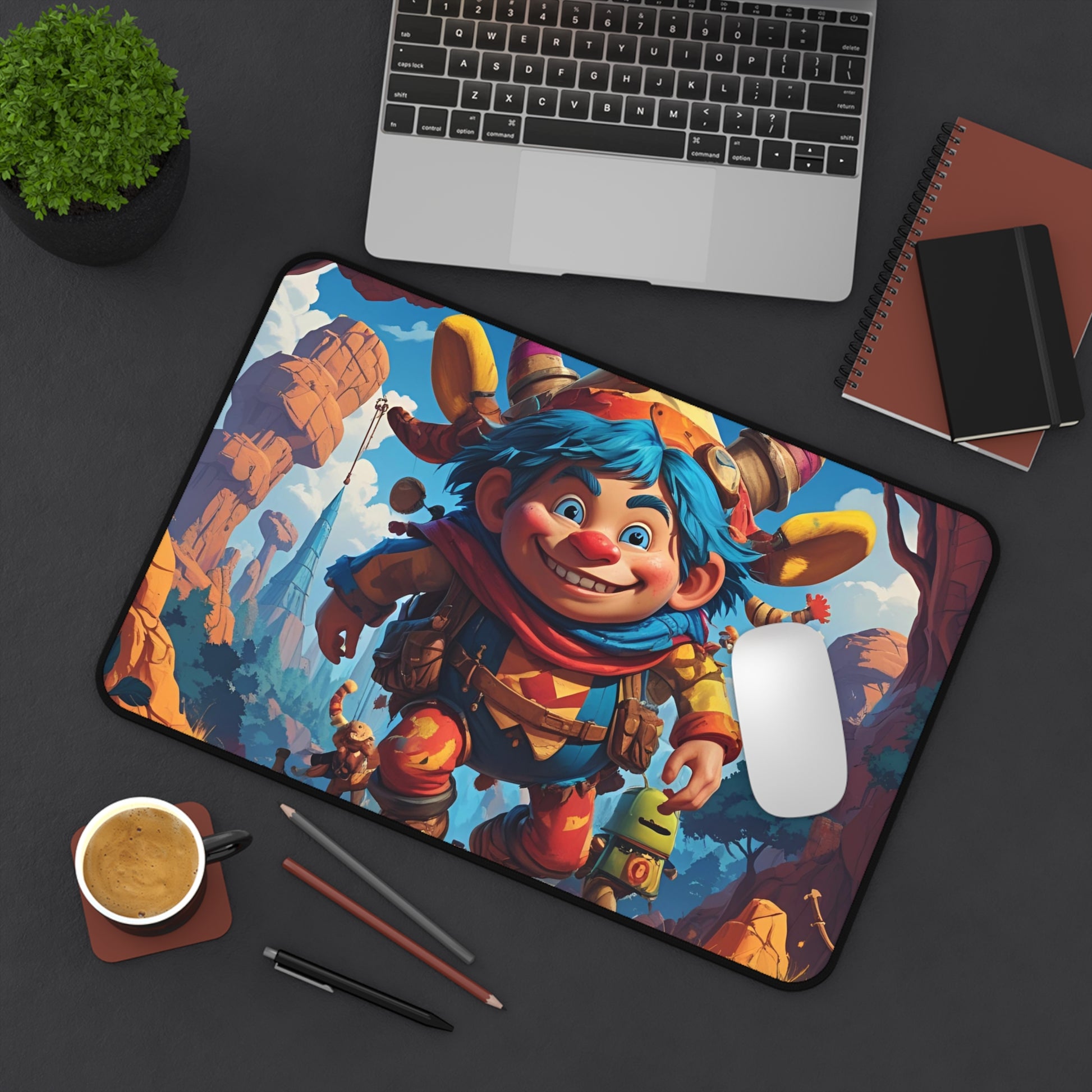 Colorful Gnome Desk Mat - Fun Gaming Mouse Pad, Office Decor, Gift for Gamers, Home Office Accessories, Unique Desk Decor