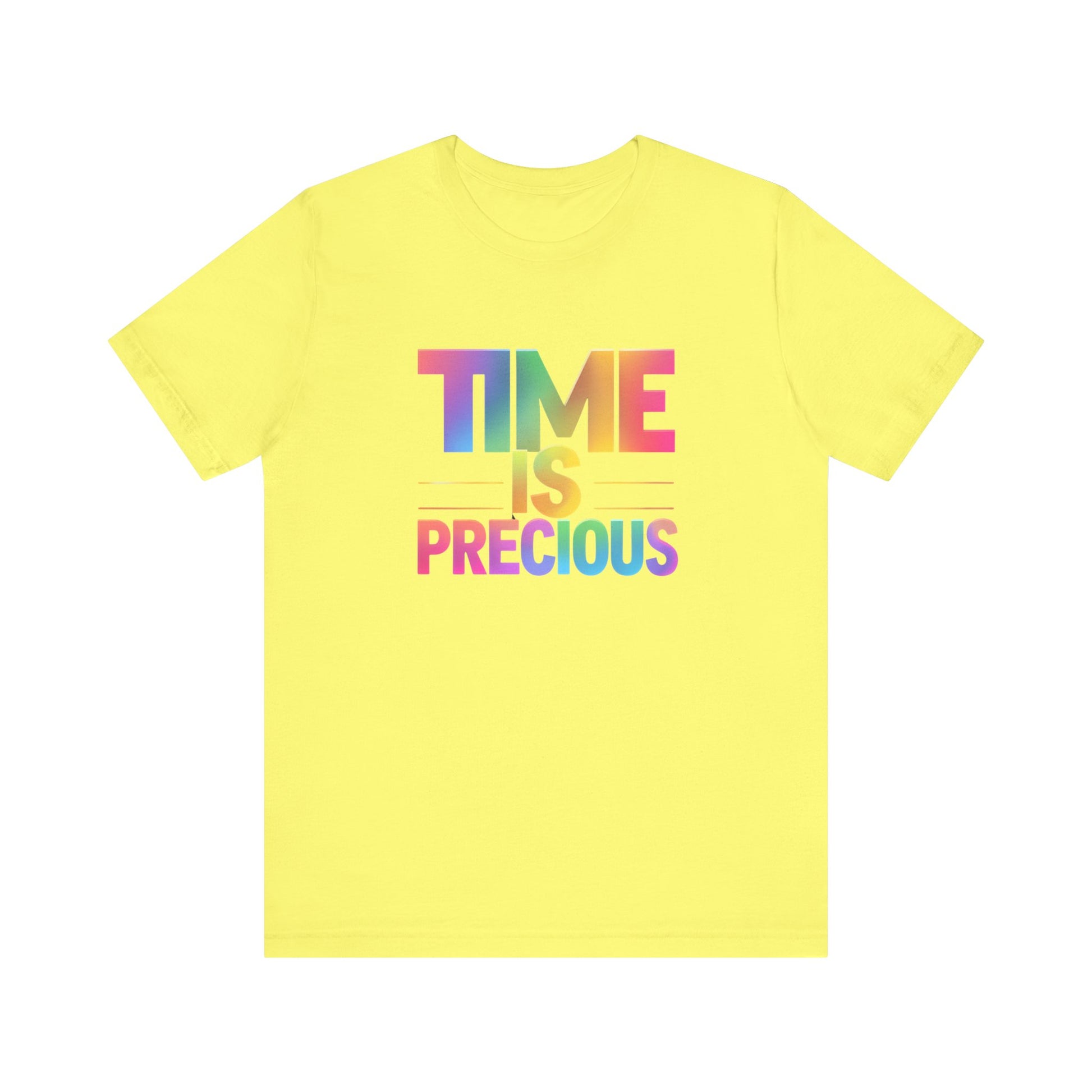 Rainbow Text 'Time is Precious' Unisex Tee, Motivational Shirt, Gift for Friends, Casual Wear, Colorful T-Shirt, Good Vibes Only