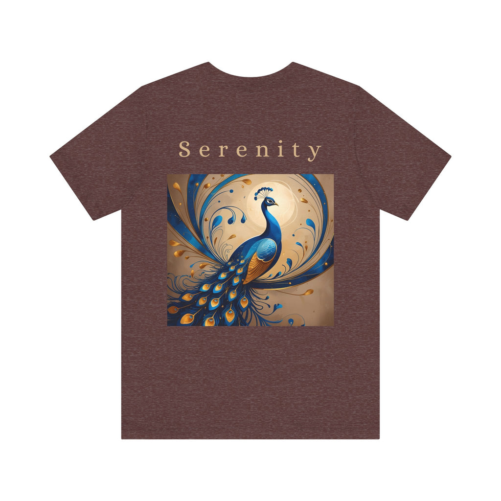 Serenity Peacock Tee - Unisex Short Sleeve Shirt, Nature Lover Gift, Relaxation Wear, Art Inspired Apparel, Perfect for Summer