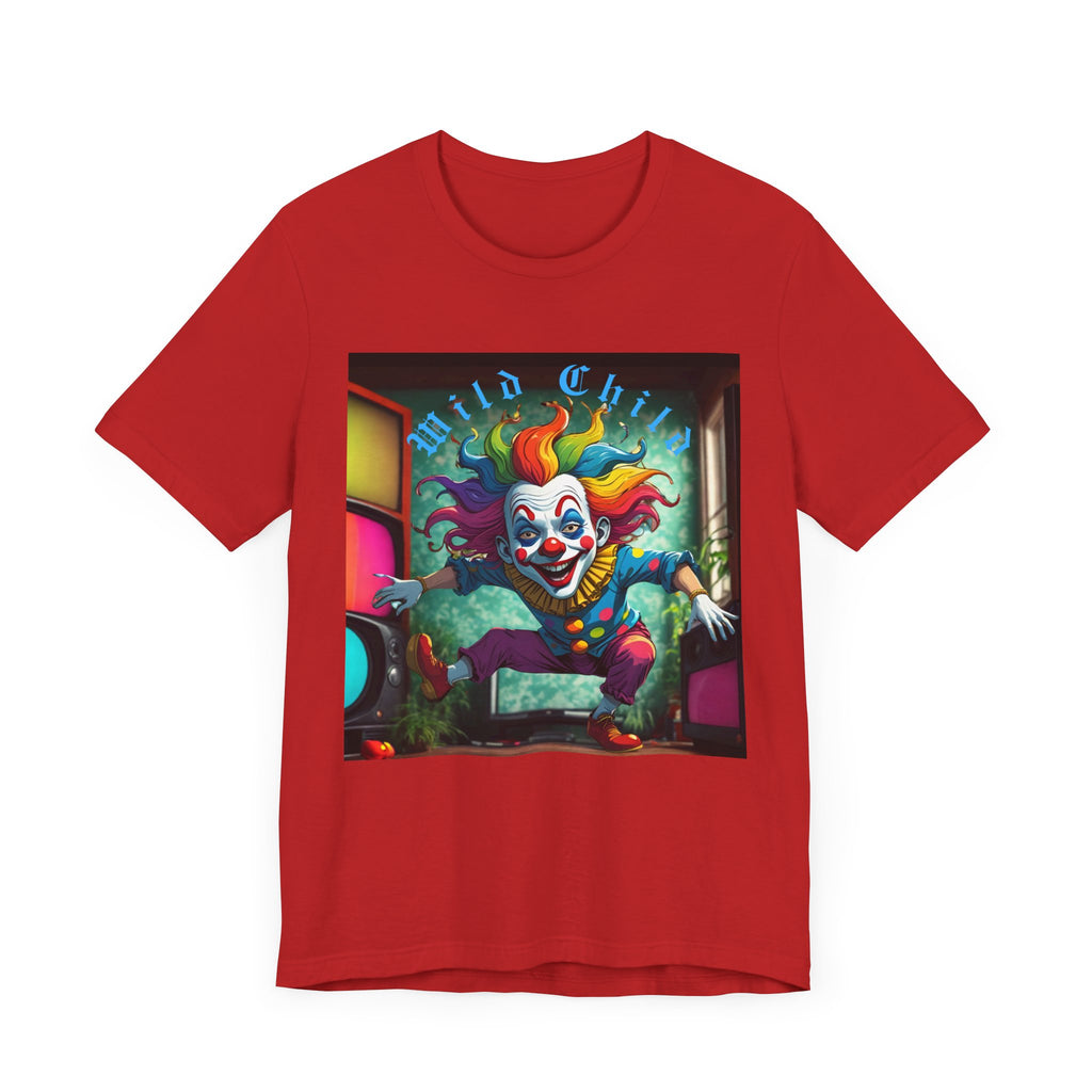 Wild Child Clown Tee - Fun Unisex Jersey Short Sleeve Shirt, Halloween Costume, Gift for Kids, Party Wear, Unique Graphic Tee