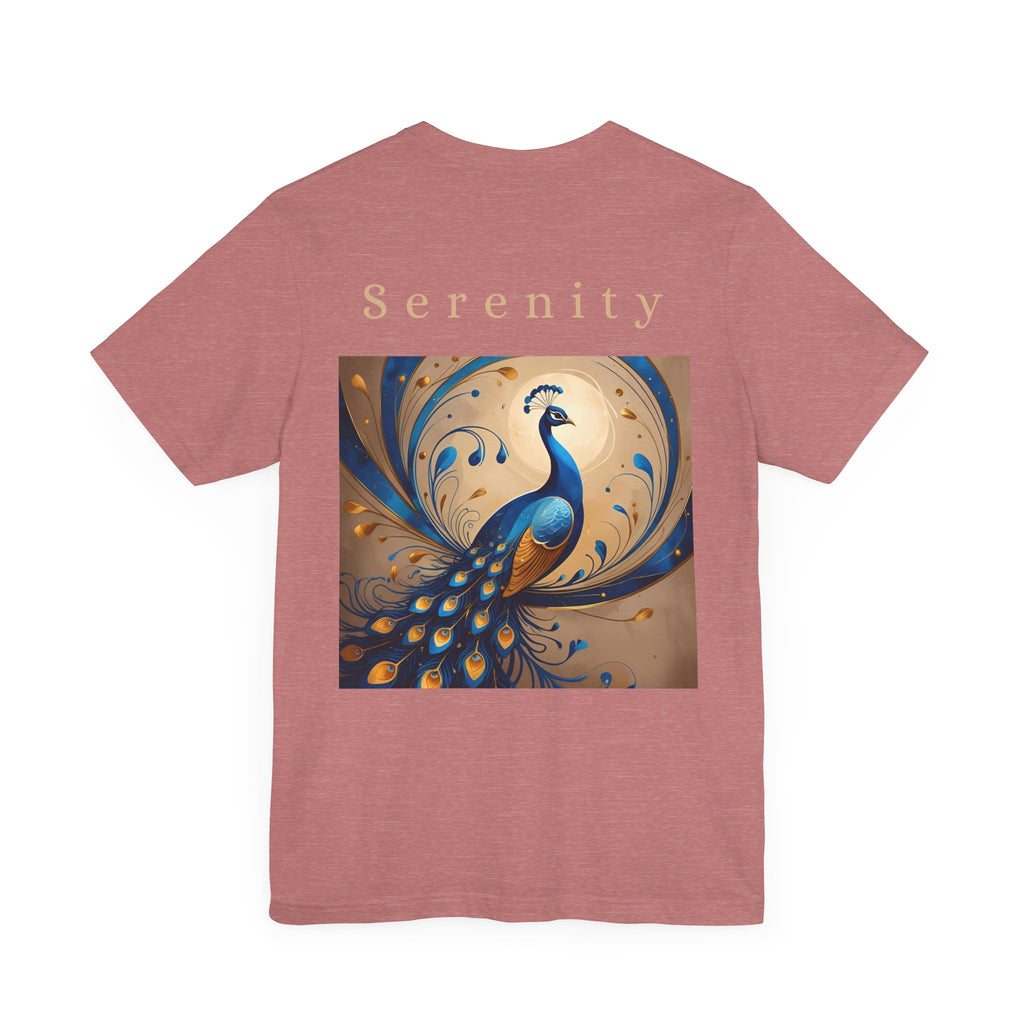 Serenity Peacock Tee - Unisex Short Sleeve Shirt, Nature Lover Gift, Relaxation Wear, Art Inspired Apparel, Perfect for Summer