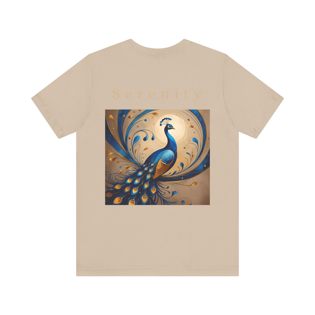 Serenity Peacock Tee - Unisex Short Sleeve Shirt, Nature Lover Gift, Relaxation Wear, Art Inspired Apparel, Perfect for Summer