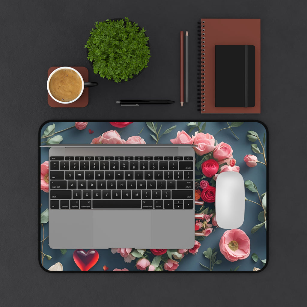 Self Love Desk Mat, Floral Mouse Pad, Home Office Decor, Inspirational Gift, Self-Care Accessory, Motivational Desk Decor