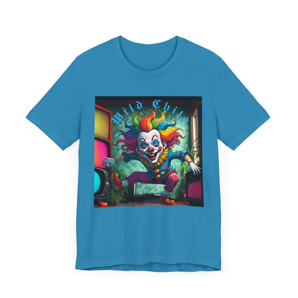 Wild Child Clown Tee - Fun Unisex Jersey Short Sleeve Shirt, Halloween Costume, Gift for Kids, Party Wear, Unique Graphic Tee