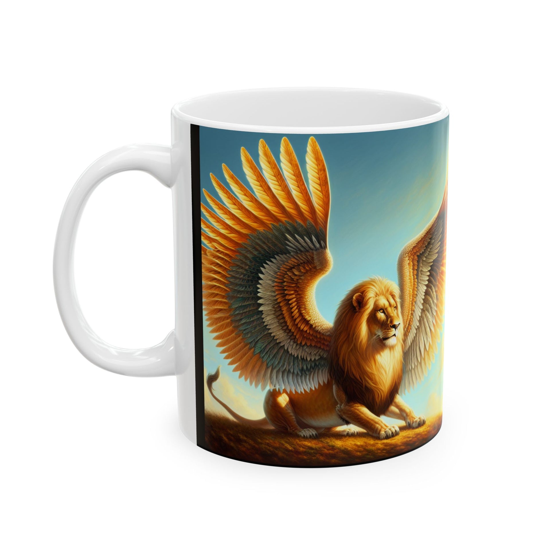 Majestic Lion Ceramic Mug: Fantasy Inspired, Art Lover Gift, Unique Home Decor, Trending Coffee Cup, Artisan Drinkware