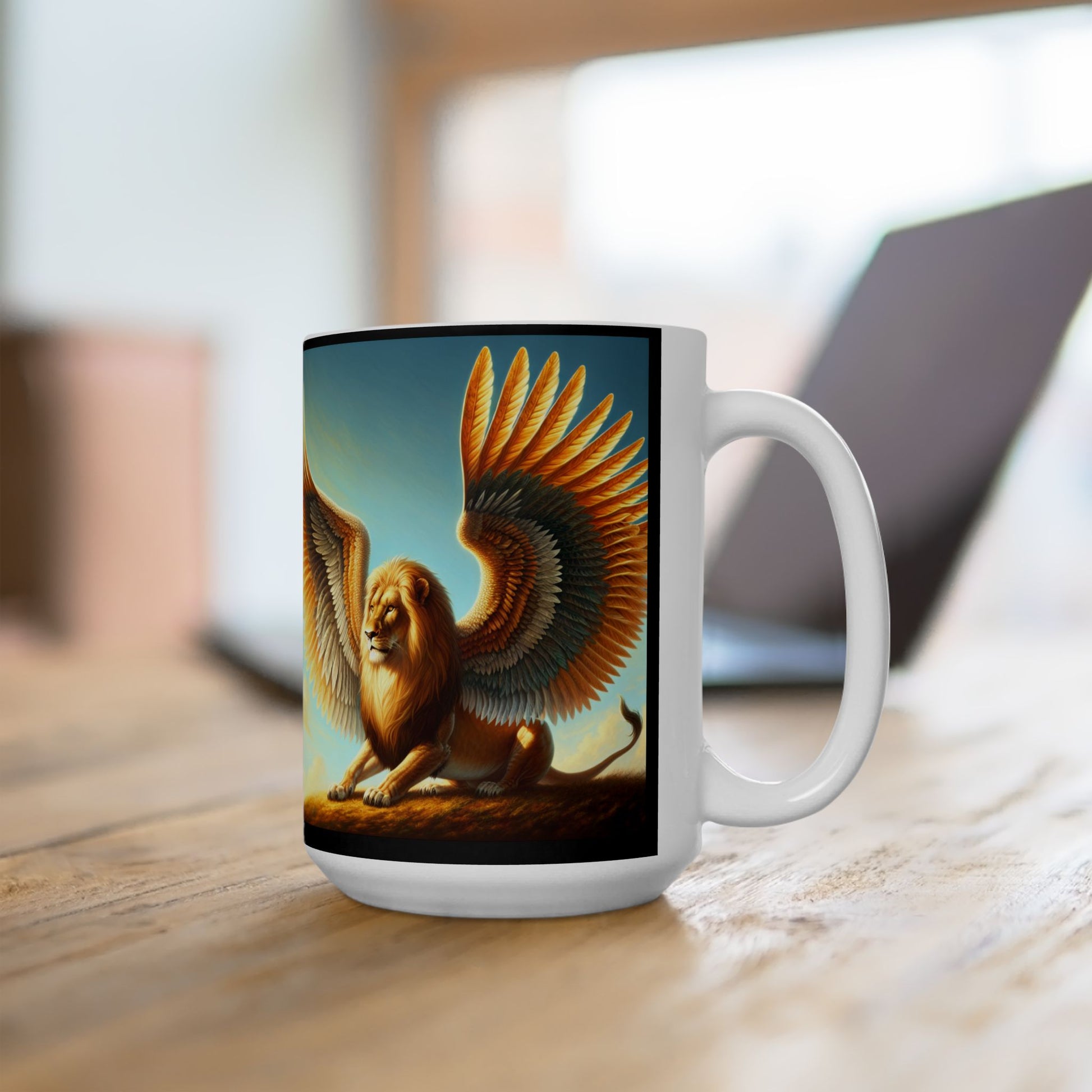 Majestic Lion Ceramic Mug: Fantasy Inspired, Art Lover Gift, Unique Home Decor, Trending Coffee Cup, Artisan Drinkware