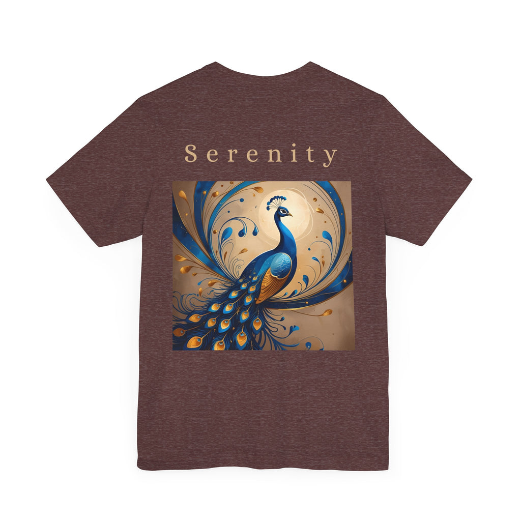 Serenity Peacock Tee - Unisex Short Sleeve Shirt, Nature Lover Gift, Relaxation Wear, Art Inspired Apparel, Perfect for Summer