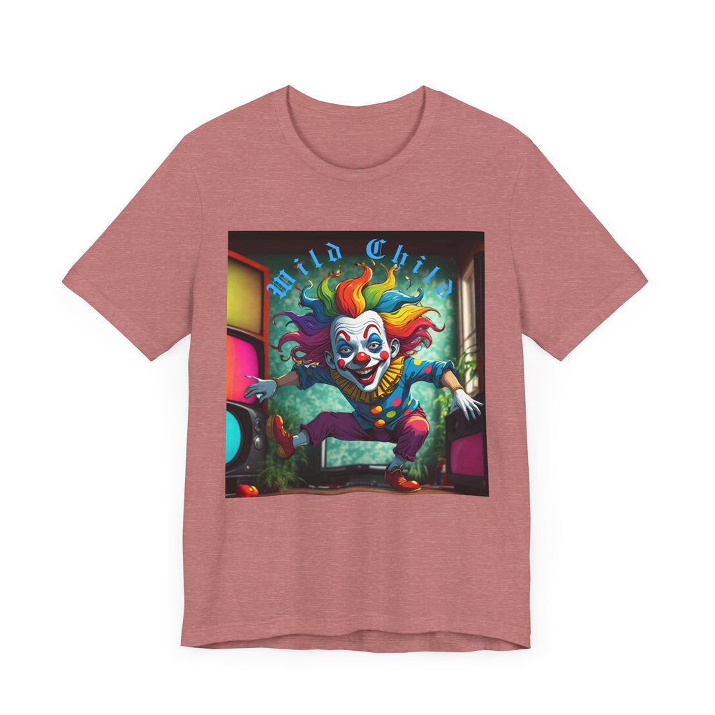 Wild Child Clown Tee - Fun Unisex Jersey Short Sleeve Shirt, Halloween Costume, Gift for Kids, Party Wear, Unique Graphic Tee