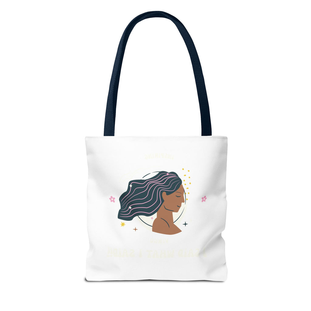 Elegant Hair-Flow Tote Bag, Reusable Shopping Tote, Gift for Her, Eco-Friendly Bag, Motivational Quote Bag, Fashion Accessories