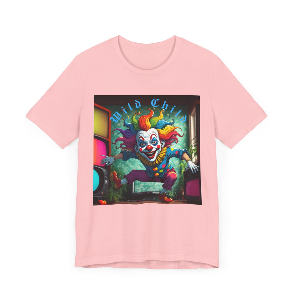 Wild Child Clown Tee - Fun Unisex Jersey Short Sleeve Shirt, Halloween Costume, Gift for Kids, Party Wear, Unique Graphic Tee