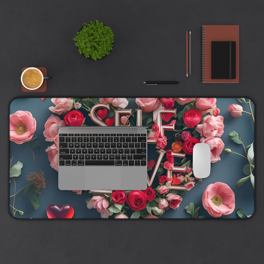 Self Love Desk Mat, Floral Mouse Pad, Home Office Decor, Inspirational Gift, Self-Care Accessory, Motivational Desk Decor