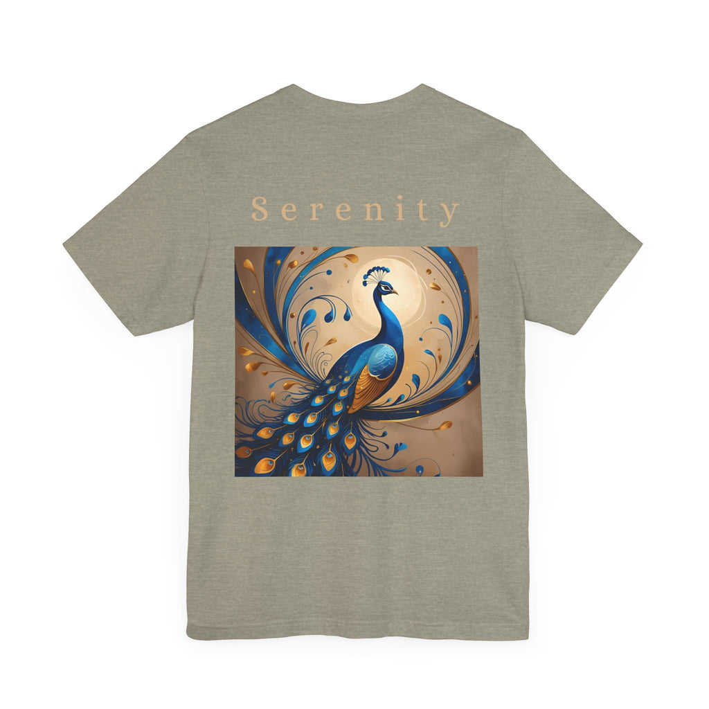 Serenity Peacock Tee - Unisex Short Sleeve Shirt, Nature Lover Gift, Relaxation Wear, Art Inspired Apparel, Perfect for Summer