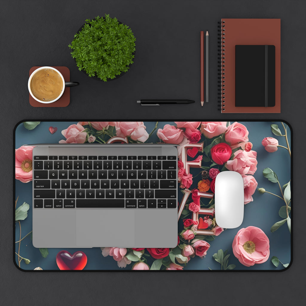Self Love Desk Mat, Floral Mouse Pad, Home Office Decor, Inspirational Gift, Self-Care Accessory, Motivational Desk Decor