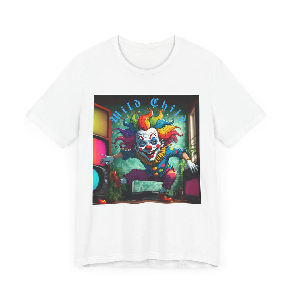 Wild Child Clown Tee - Fun Unisex Jersey Short Sleeve Shirt, Halloween Costume, Gift for Kids, Party Wear, Unique Graphic Tee