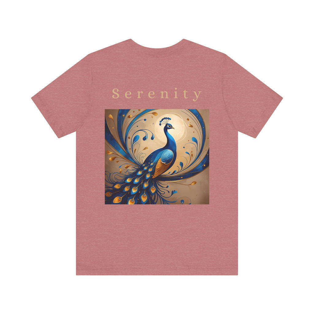 Serenity Peacock Tee - Unisex Short Sleeve Shirt, Nature Lover Gift, Relaxation Wear, Art Inspired Apparel, Perfect for Summer