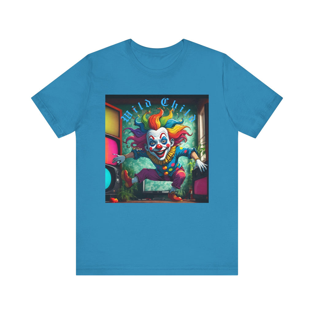 Wild Child Clown Tee - Fun Unisex Jersey Short Sleeve Shirt, Halloween Costume, Gift for Kids, Party Wear, Unique Graphic Tee