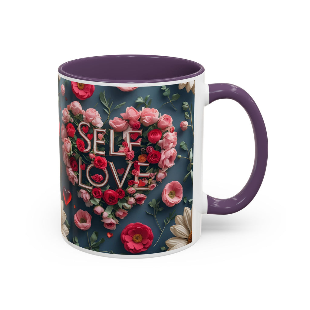 Floral Self-Love Coffee Mug, 11oz 15oz Mug, Gift for Her, Inspirational Drinkware, Self-Care Essentials