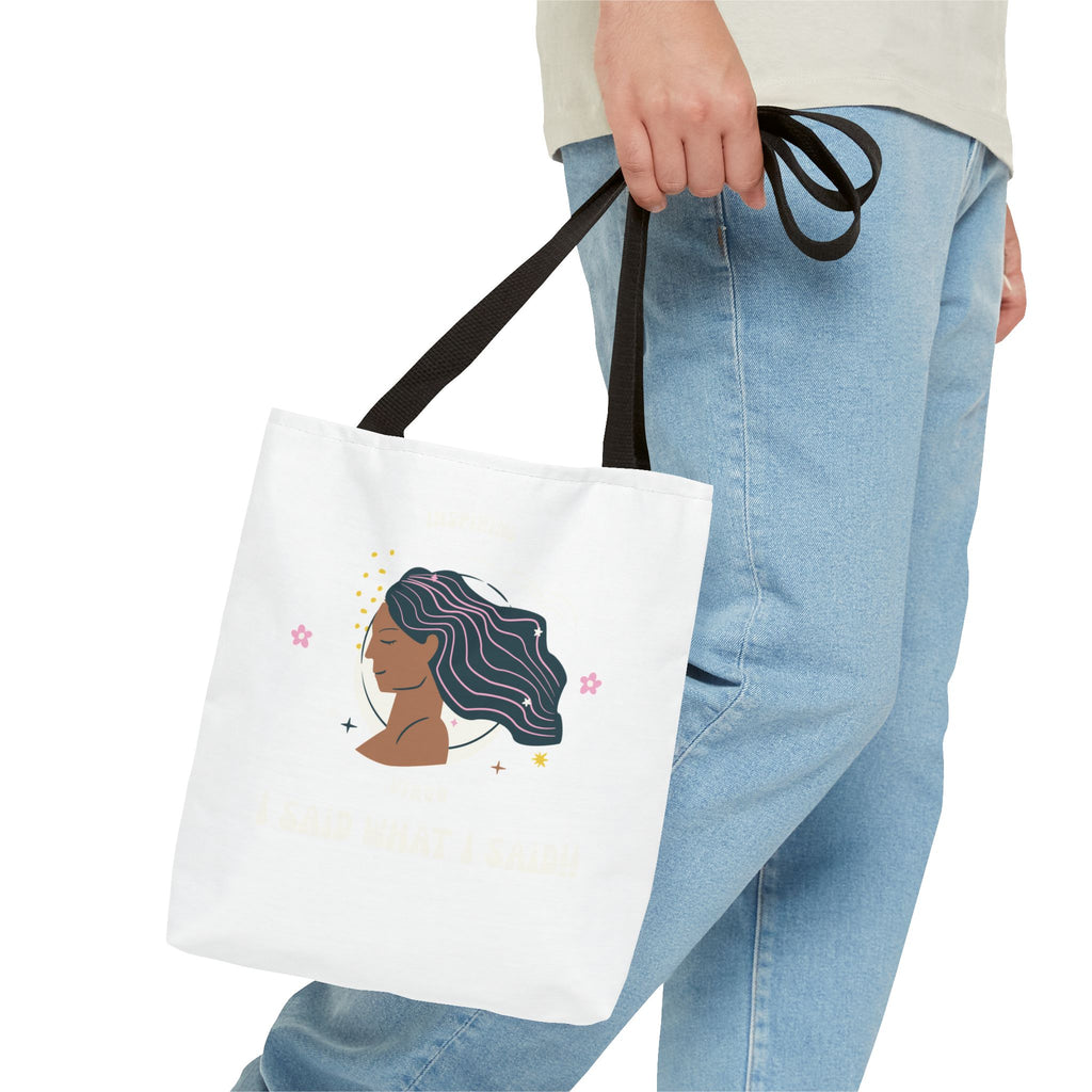 Elegant Hair-Flow Tote Bag, Reusable Shopping Tote, Gift for Her, Eco-Friendly Bag, Motivational Quote Bag, Fashion Accessories