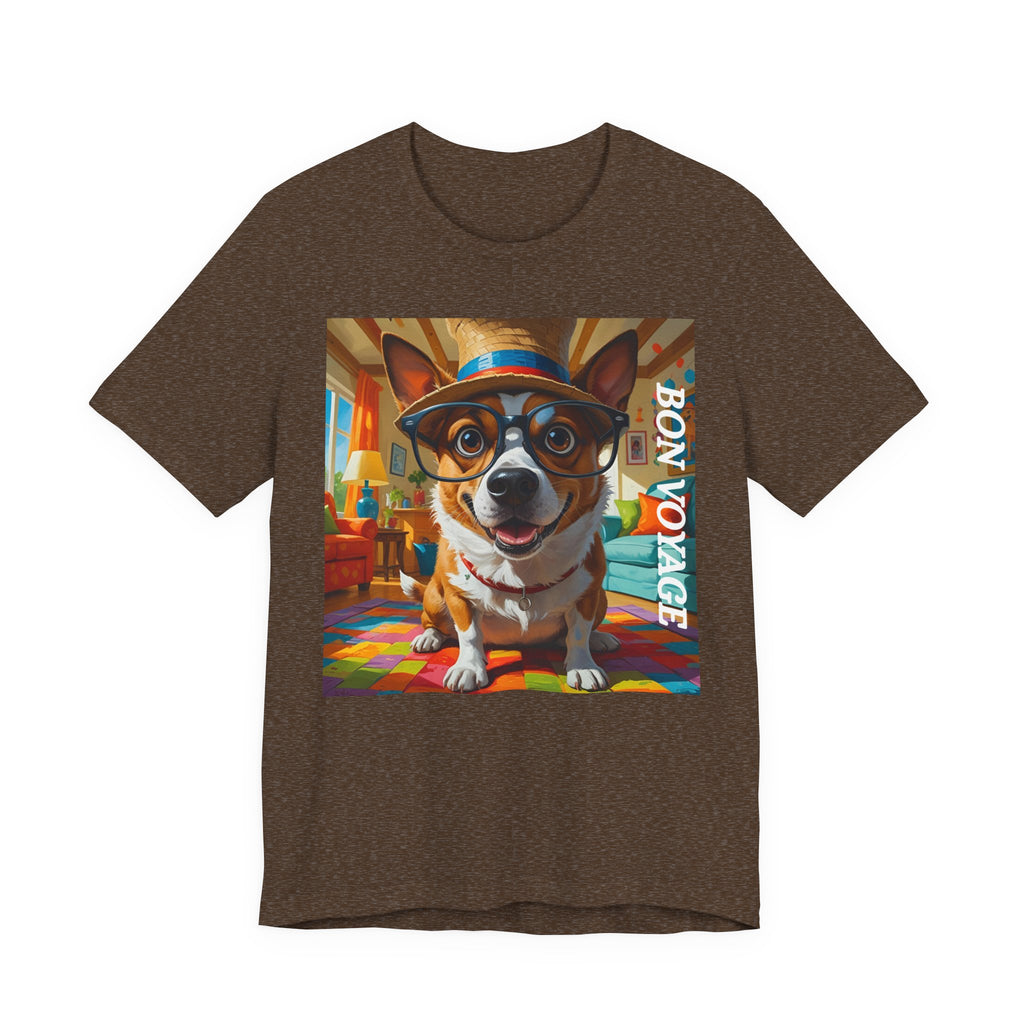 Adventurous Dog Tee, Bon Voyage Dog Shirt, Pet Lover T-Shirt, Travel Fan Gift, Casual Wear, Dog Owner Apparel