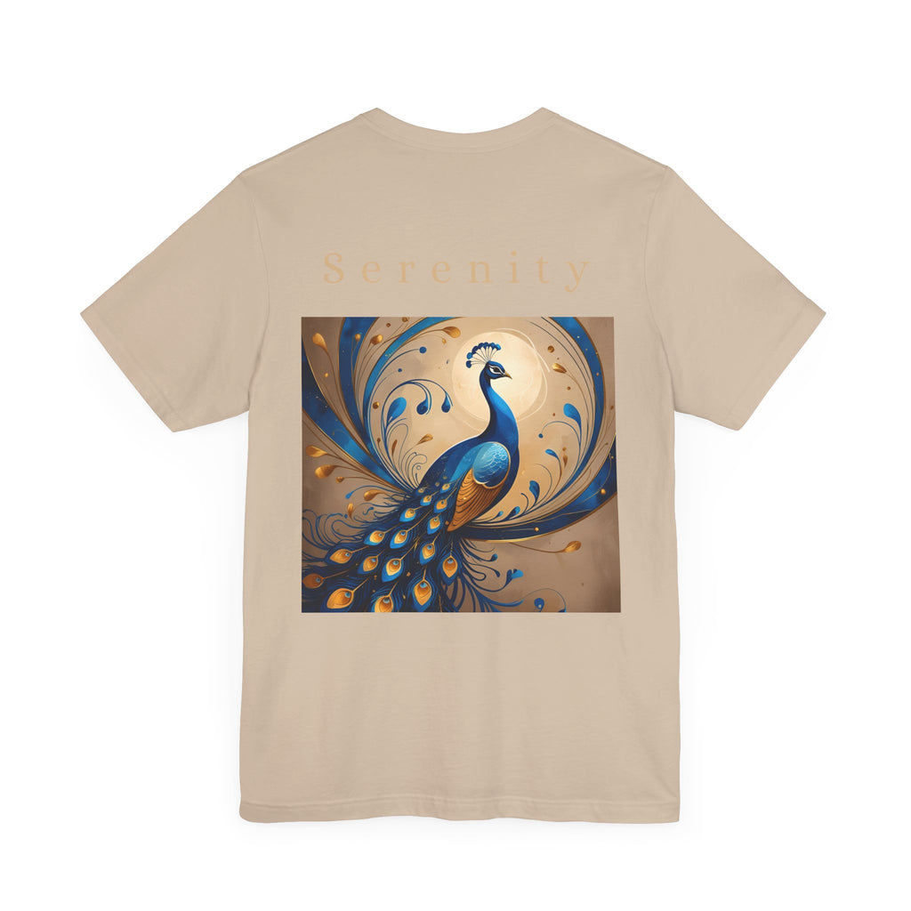 Serenity Peacock Tee - Unisex Short Sleeve Shirt, Nature Lover Gift, Relaxation Wear, Art Inspired Apparel, Perfect for Summer