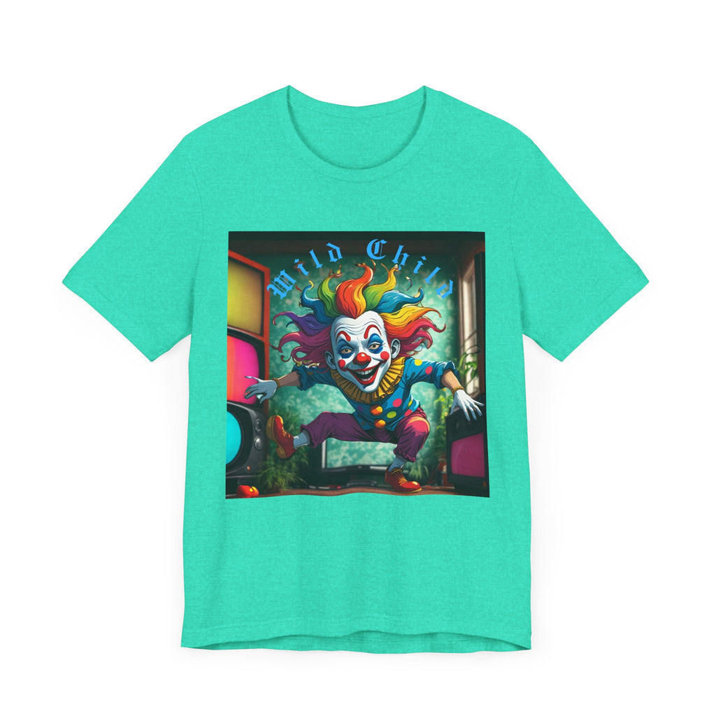 Wild Child Clown Tee - Fun Unisex Jersey Short Sleeve Shirt, Halloween Costume, Gift for Kids, Party Wear, Unique Graphic Tee