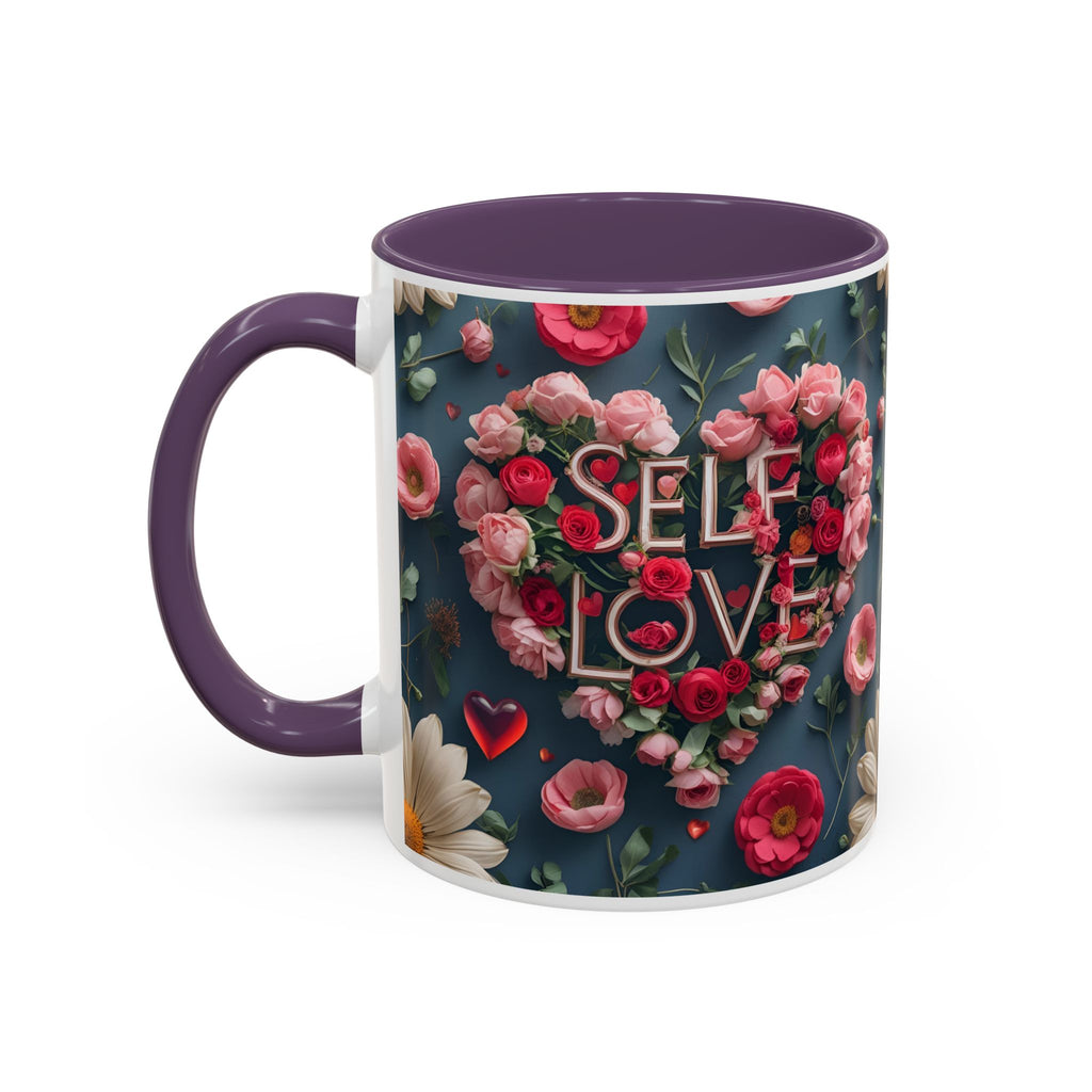 Floral Self-Love Coffee Mug, 11oz 15oz Mug, Gift for Her, Inspirational Drinkware, Self-Care Essentials