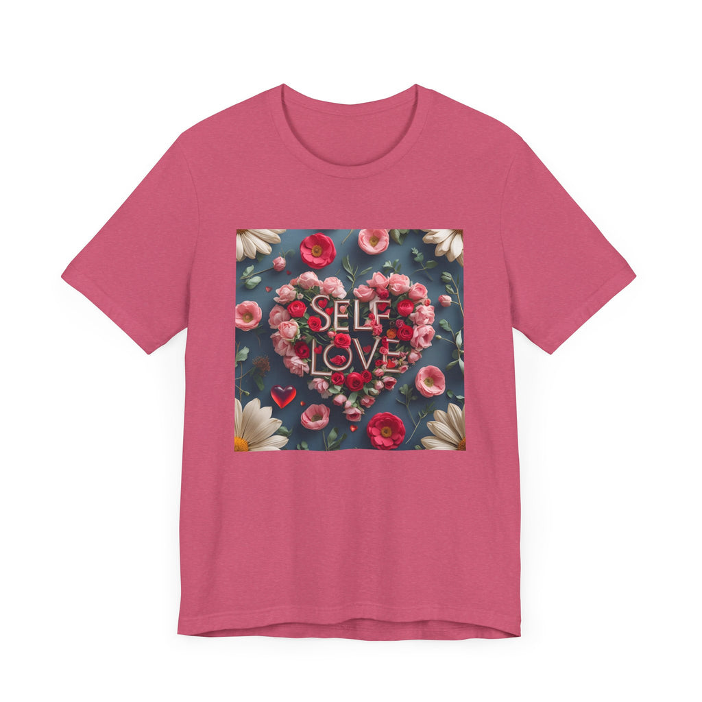 Self Love Floral Tee | Unisex Jersey Short Sleeve T-Shirt, Inspirational Gift, Self-Care Apparel, Spring Fashion, Heart Design