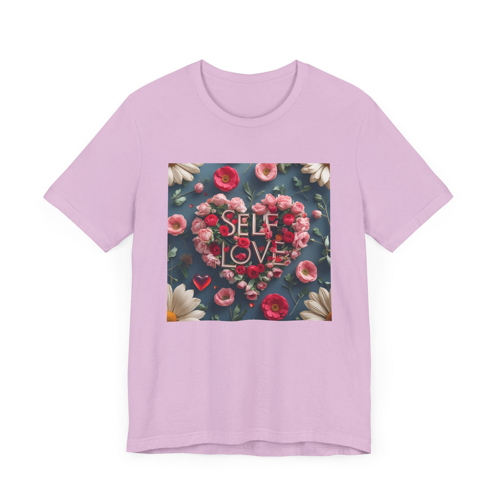 Self Love Floral Tee | Unisex Jersey Short Sleeve T-Shirt, Inspirational Gift, Self-Care Apparel, Spring Fashion, Heart Design