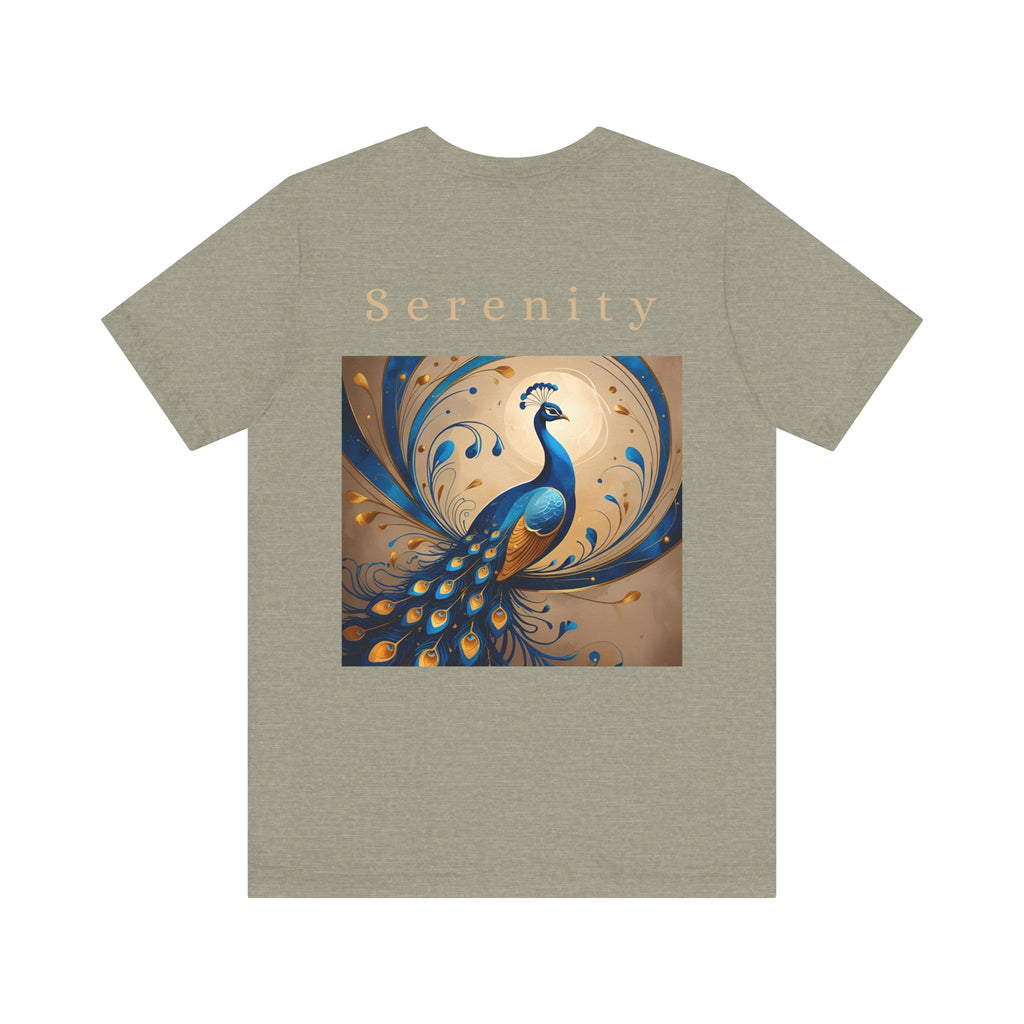 Serenity Peacock Tee - Unisex Short Sleeve Shirt, Nature Lover Gift, Relaxation Wear, Art Inspired Apparel, Perfect for Summer