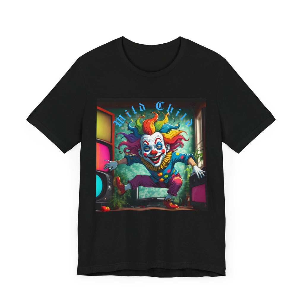 Wild Child Clown Tee - Fun Unisex Jersey Short Sleeve Shirt, Halloween Costume, Gift for Kids, Party Wear, Unique Graphic Tee