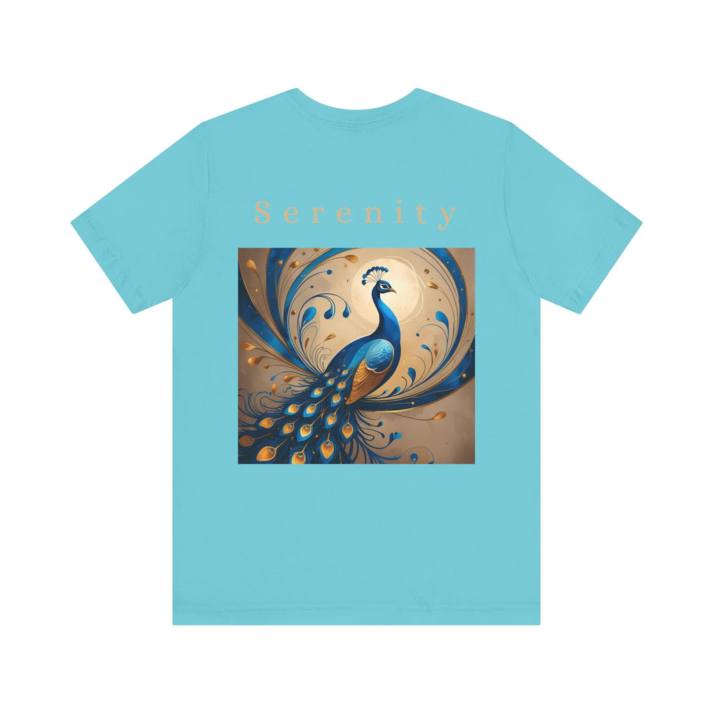 Serenity Peacock Tee - Unisex Short Sleeve Shirt, Nature Lover Gift, Relaxation Wear, Art Inspired Apparel, Perfect for Summer